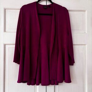 Chico’s Size 2 Magenta‎ Open Front Cardigan Peplum Sweater Pink Chicos Large
